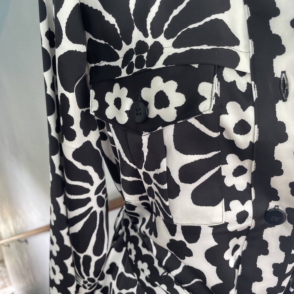 House of Harlow 1960 Black and White Long Sleeve Floral Shirt Dress - Picture 3 of 10
